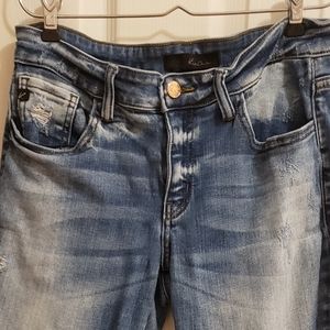 Kancan distressed raw hem high rise skinny jeans size 29